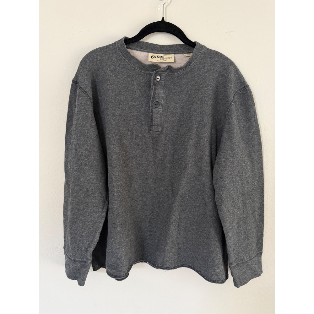 Orton Brothers Mens Gray Long Sleeve Henley Shirt Vintage Y2K Cotton Blend L